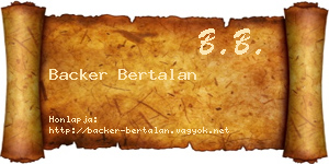 Backer Bertalan névjegykártya